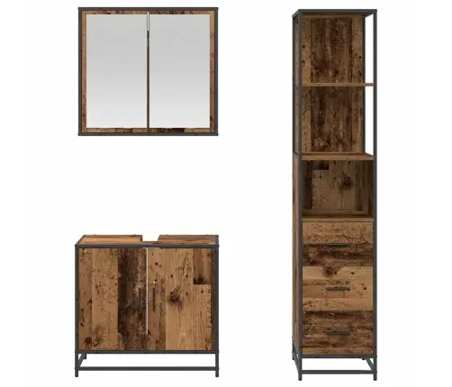 Vannas Istabas Mēbeļu Komplekts 3 Pcs Vecs Koks 65 X 33 X 60 Cm Vidaxl