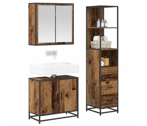 Vannas Istabas Mēbeļu Komplekts 3 Pcs Vecs Koks 65 X 33 X 60 Cm Vidaxl