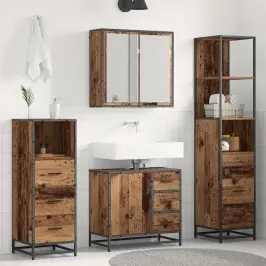 Vannitoa Mööbleset 4 Pcs Vana Puit 65 X 33 X 60 Cm Tehispuit