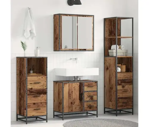 Vannas Istabas Mēbeļu Komplekts 4 Pcs Vecs Koks 65 X 33 X 60 Cm Vidaxl