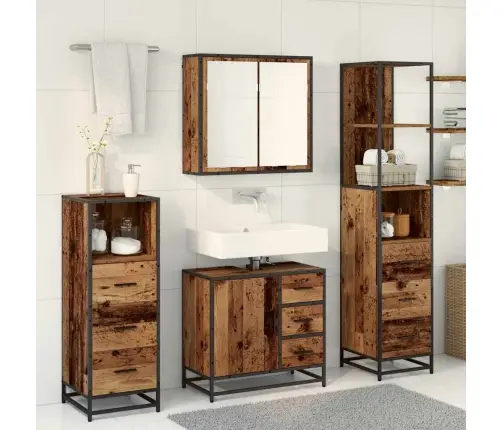 Vannas Istabas Mēbeļu Komplekts 4 Pcs Vecs Koks 65 X 33 X 60 Cm Vidaxl