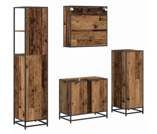 Vannas Istabas Mēbeļu Komplekts 4 Pcs Vecs Koks 65 X 33 X 60 Cm Vidaxl