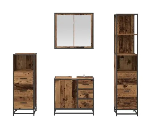 Vannas Istabas Mēbeļu Komplekts 4 Pcs Vecs Koks 65 X 33 X 60 Cm Vidaxl