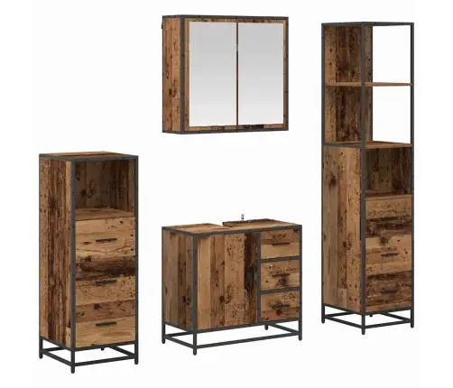 Vannas Istabas Mēbeļu Komplekts 4 Pcs Vecs Koks 65 X 33 X 60 Cm Vidaxl