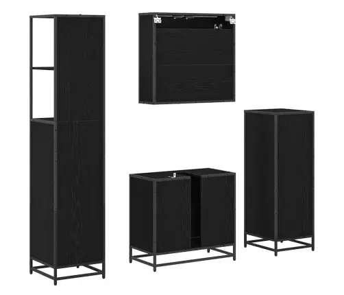 Vonios Baldų Rinkinys 4 Pcs Juoda Ąžuolo 65 X 33 X 60 Cm Vonios Baldų Rinkinys 4 Pcs Juoda Ąžuolo 65 X 33 X 60 Cm