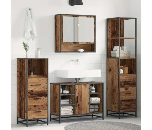 Vannas Istabas Mēbeļu Komplekts 4 Pcs Vecs Koks 80 X 33 X 60 Cm Vidaxl