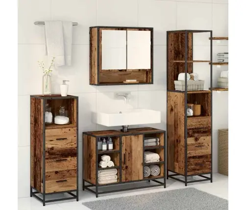 Vannas Istabas Mēbeļu Komplekts 4 Pcs Vecs Koks 80 X 33 X 60 Cm Vidaxl