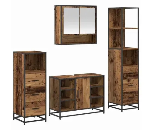 Vannas Istabas Mēbeļu Komplekts 4 Pcs Vecs Koks 80 X 33 X 60 Cm Vidaxl