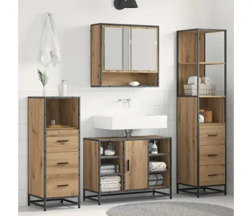 Vannas Istabas Mēbeļu Komplekts Ar Durvīm 4 Pcs Amatnieku Ozola Vidaxl