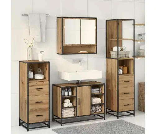 Vannas Istabas Mēbeļu Komplekts Ar Durvīm 4 Pcs Amatnieku Ozola Vidaxl