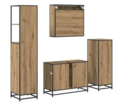 Vannas Istabas Mēbeļu Komplekts Ar Durvīm 4 Pcs Amatnieku Ozola Vidaxl