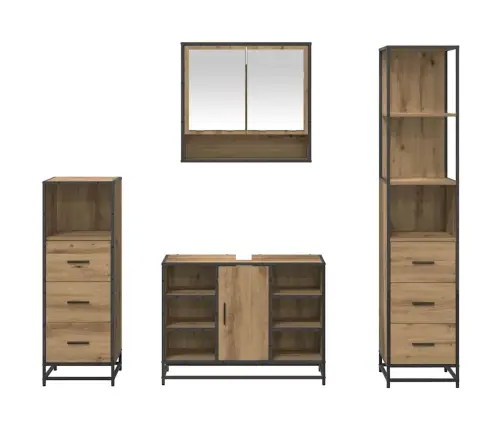 Vannas Istabas Mēbeļu Komplekts Ar Durvīm 4 Pcs Amatnieku Ozola Vidaxl