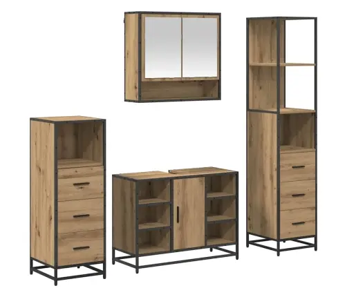 Vannas Istabas Mēbeļu Komplekts Ar Durvīm 4 Pcs Amatnieku Ozola Vidaxl