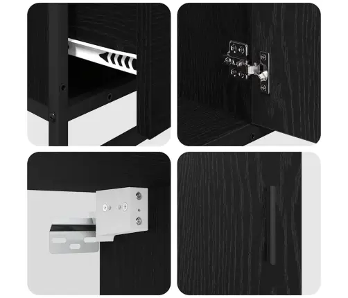 Vonios Baldų Rinkinys 4 Pcs Juodas Ąžuolas Apdirbta Mediena