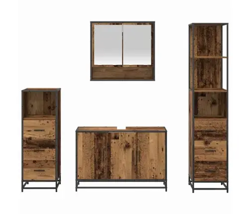 Vannas Istabas Mēbeļu Komplekts 4 Pcs Vecs Koks 90 X 33 X 60 Cm Vidaxl