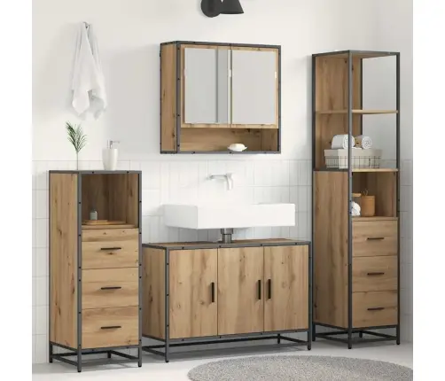 Vannas Istabas Mēbeļu Komplekts Ar Durvīm 4 Pcs Amatnieku Ozola Vidaxl