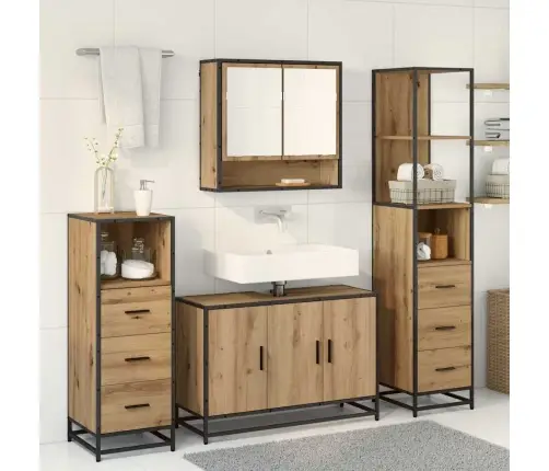 Vannas Istabas Mēbeļu Komplekts Ar Durvīm 4 Pcs Amatnieku Ozola Vidaxl