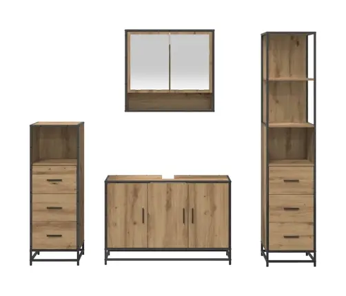 Vannas Istabas Mēbeļu Komplekts Ar Durvīm 4 Pcs Amatnieku Ozola Vidaxl