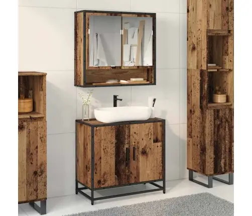 Vannitoa Mööbleset Riiuliga Uksega 2 Pcs Vana Puit Tehispuit