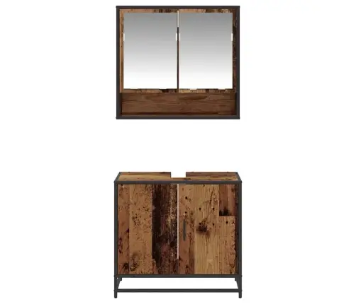 Vannitoa Mööbleset Riiuliga Uksega 2 Pcs Vana Puit Tehispuit