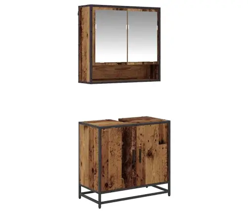Vannitoa Mööbleset Riiuliga Uksega 2 Pcs Vana Puit Tehispuit