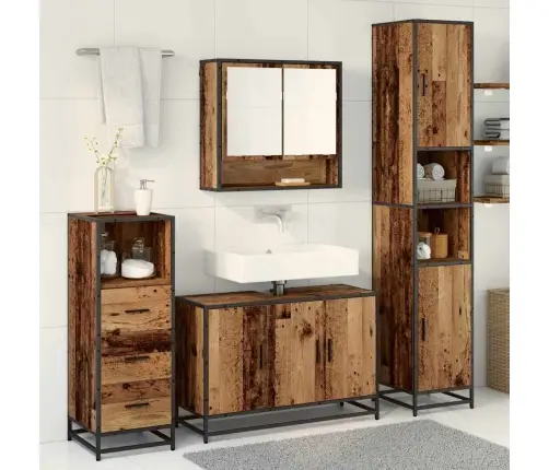 Vannas Istabas Mēbeļu Komplekts Ar Plauktu 3 Pcs Vecs Koks Vidaxl