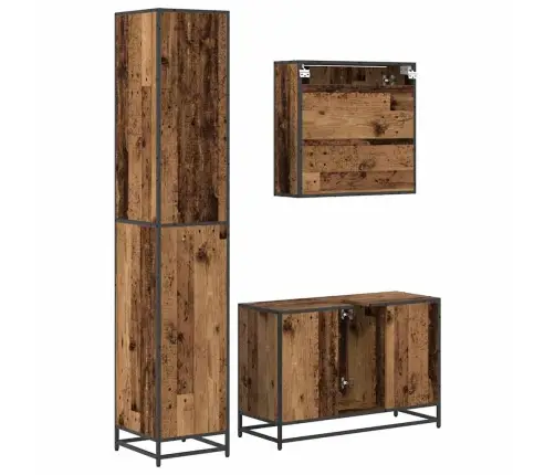 Vannas Istabas Mēbeļu Komplekts Ar Plauktu 3 Pcs Vecs Koks Vidaxl