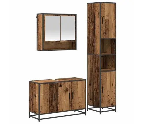 Vannas Istabas Mēbeļu Komplekts Ar Plauktu 3 Pcs Vecs Koks Vidaxl