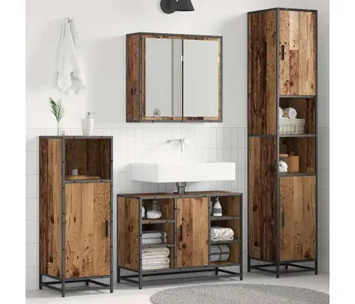 Vannas Istabas Mēbeļu Komplekts 4 Pcs Vecs Koks 80 X 33 X 60 Cm Vidaxl