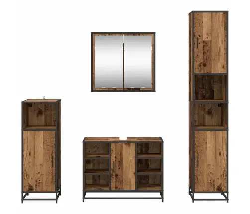 Vannas Istabas Mēbeļu Komplekts 4 Pcs Vecs Koks 80 X 33 X 60 Cm Vidaxl