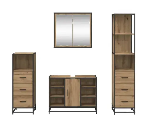 Vannas Istabas Mēbeļu Komplekts Ar Durvīm 4 Pcs Amatnieku Ozola Vidaxl