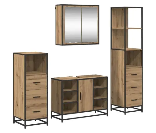 Vannas Istabas Mēbeļu Komplekts Ar Durvīm 4 Pcs Amatnieku Ozola Vidaxl