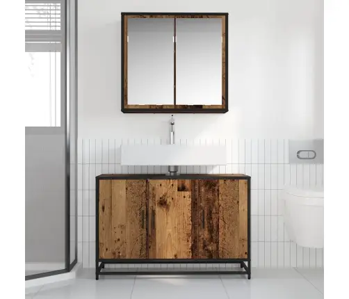 Vannitoa Mööbleset Riiuliga Uksega 2 Pcs Vana Puit Tehispuit