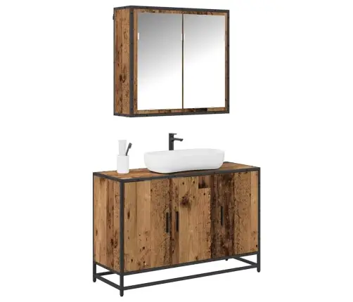 Vannas Istabas Mēbeļu Komplekts 2 Pcs Vecs Koks 90 X 33 X 60 Cm Vidaxl