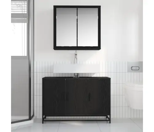 Vannas Istabas Mēbeļu Komplekts Ar Durvīm 2 Pcs Melns Ozols Vidaxl