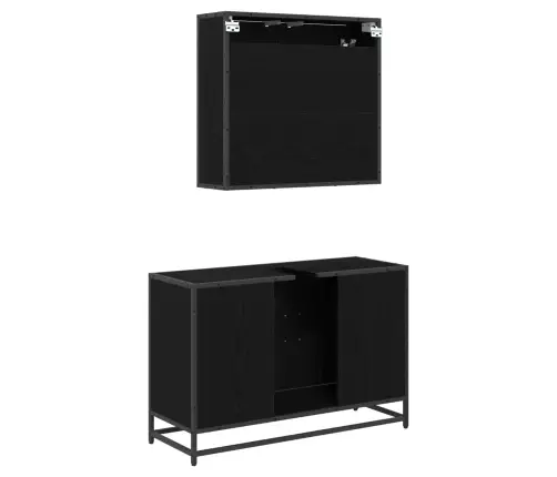 Vannas Istabas Mēbeļu Komplekts Ar Durvīm 2 Pcs Melns Ozols Vidaxl