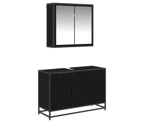 Vannas Istabas Mēbeļu Komplekts Ar Durvīm 2 Pcs Melns Ozols Vidaxl