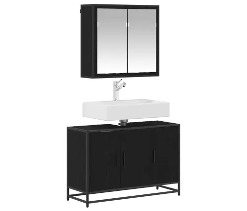 Vannas Istabas Mēbeļu Komplekts Ar Durvīm 2 Pcs Melns Ozols Vidaxl