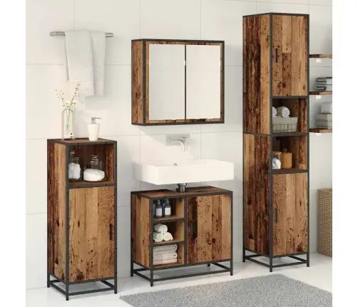 Vannas Istabas Mēbeļu Komplekts 3 Pcs Vecs Koks 65 X 33 X 60 Cm Vidaxl