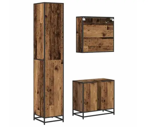 Vannas Istabas Mēbeļu Komplekts 3 Pcs Vecs Koks 65 X 33 X 60 Cm Vidaxl