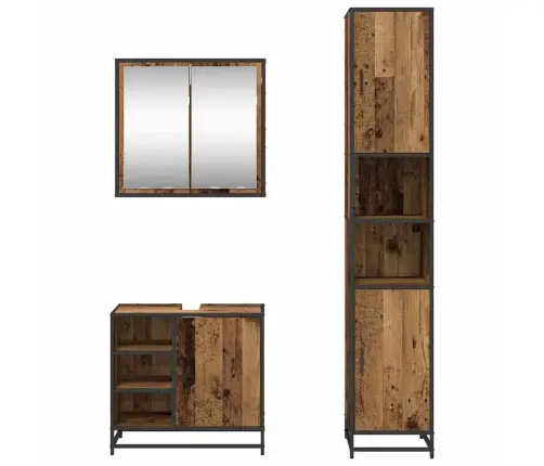 Vannas Istabas Mēbeļu Komplekts 3 Pcs Vecs Koks 65 X 33 X 60 Cm Vidaxl