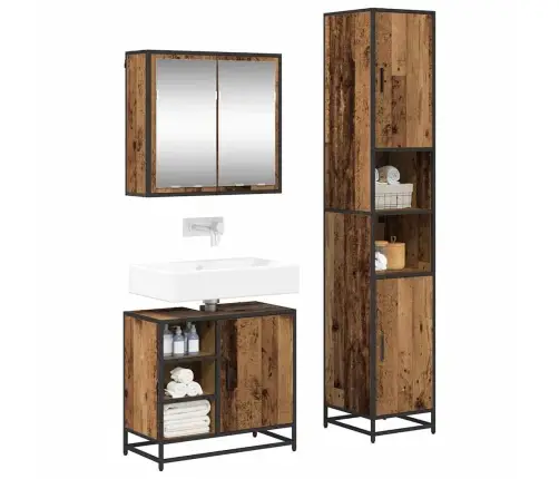 Vannas Istabas Mēbeļu Komplekts 3 Pcs Vecs Koks 65 X 33 X 60 Cm Vidaxl