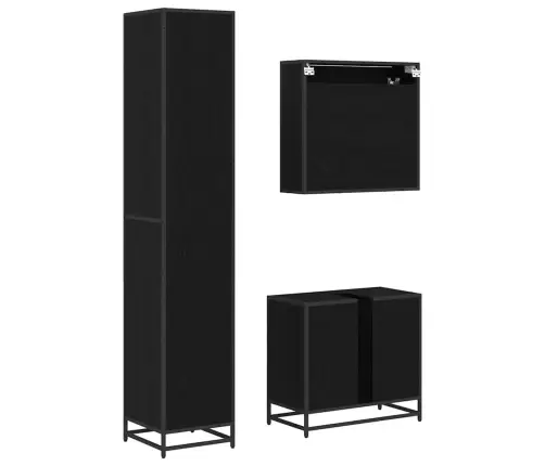 Vannas Istabas Mēbeļu Komplekts Ar Durvīm 3 Pcs Melns Ozols Vidaxl