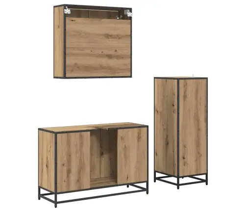 Vonios Baldų Rinkinys 3 Pcs Amatininkų Ąžuolas Apdirbta Mediena