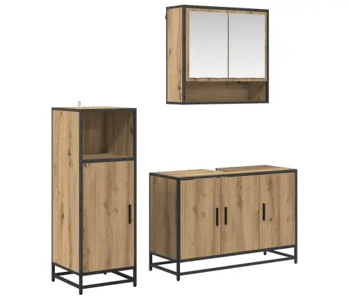 Vonios Baldų Rinkinys 3 Pcs Amatininkų Ąžuolas Apdirbta Mediena