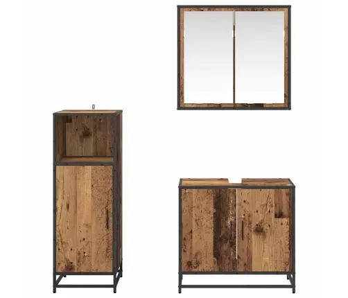 Vannas Istabas Mēbeļu Komplekts 3 Pcs Vecs Koks 60 X 33 X 60 Cm Vidaxl