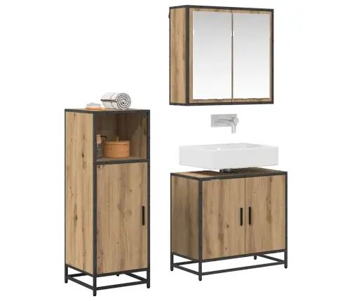 Vannas Istabas Mēbeļu Komplekts Ar Durvīm 3 Pcs Amatnieku Ozola Vidaxl