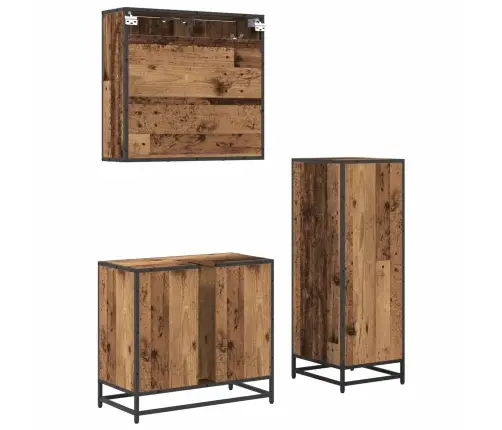 Vannas Istabas Mēbeļu Komplekts 3 Pcs Vecs Koks 65 X 33 X 60 Cm Vidaxl