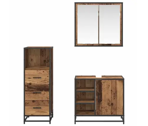 Vannas Istabas Mēbeļu Komplekts 3 Pcs Vecs Koks 65 X 33 X 60 Cm Vidaxl