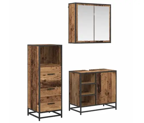 Vonios Baldų Rinkinys 3 Pcs Sena Mediena Apdirbta Mediena
